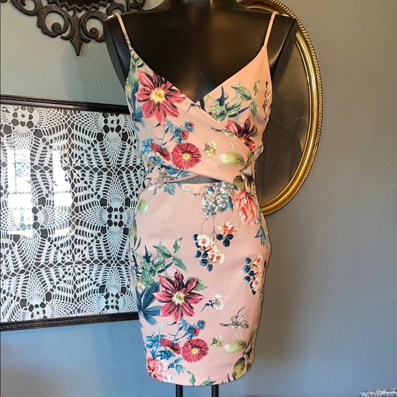 Blue Blush Dresses & Skirts - Blue Blush Pink Floral Wrap-Front Mini Dress